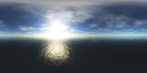 panorama of sea sunset. Environment map. HDRI . equidistant projection. Spherical panorama. landscape. 3d rendering