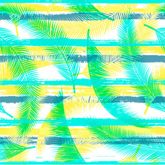 Fototapeta na wymiar Tropical coconut palm leaves tree branches over 