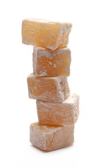 Turkish delights with vanilla isolated on white background