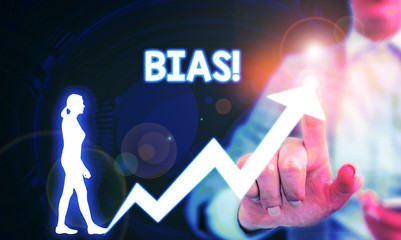 Text sign showing Bias. Business photo showcasing inclination or prejudice for or against one...