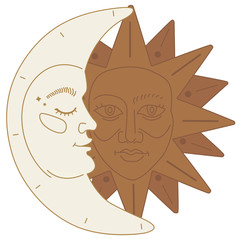 Celestial element for decoration and clipart on the white isolated background.