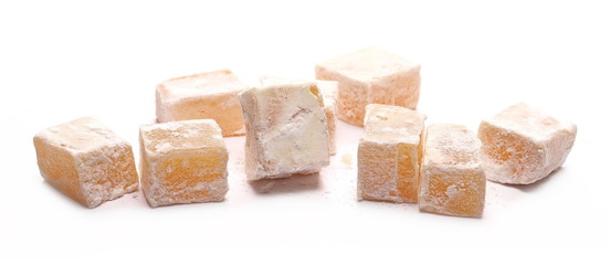 Turkish delights with vanilla isolated on white background