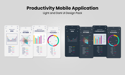 Productivity Mobile Application - Light and Dark UI Design  Pack
