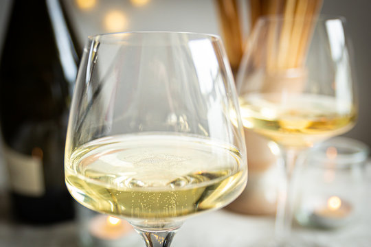 close-up of a glass of prosecco, Italian wine