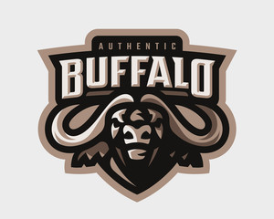 Buffalo modern logo. Bull template design emblem for a sport and eSport team.