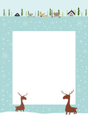 Christmas background with copy space for text or messages with Christmas decorations frame, Cute flat cartoon design