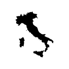 Italy map vector, isolated on white background. Black map template, flat earth.  Simplified, generalized world map with round corners.