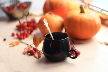 tea Cup on autumn background