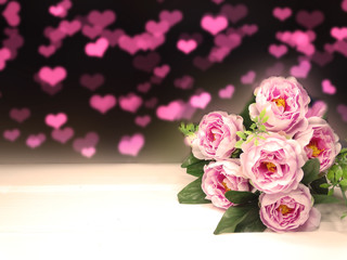 hearts and peonies flowers background valentine's day love
