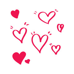 Heart doodles. Hand drawn hearts. Design elements for Valentine's day. Vector EPS 10.