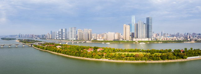 changsha skyline panorama and beautiful xiang river