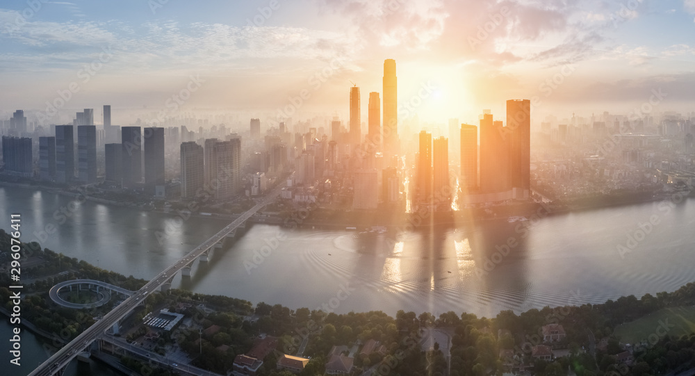 Wall mural changsha skyline silhouette in morning