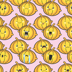 Seamless Background Cute Pumpkins Celebrating Halloween