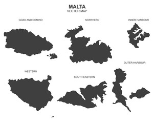 Fototapeta na wymiar political map of Malta isolated on white background