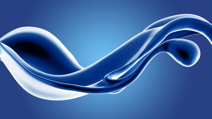 Splash fluid. 3d illustration, 3d rendering.