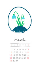 Calendar 2020 months March. Week starts Sunday