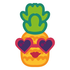 Cute pineapple emoji hand drawn illustration