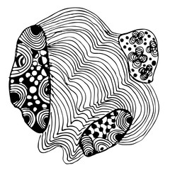 Hand drawn zentangle ornament. Black and white abstract pattern. Ink and brush imitation.