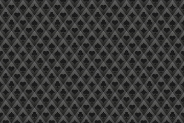 Poker Seamless pattern with suits. Black background. Vector illustartion.