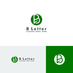 Fototapeta premium Letter B logo, leaf icon design vector