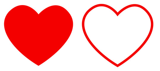 set of red heart, heart, love, romance or valentine's day red vector icon for apps and websites, line art icon, dating. 