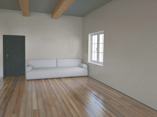 Fototapeta na wymiar white sofa in the room, 3d