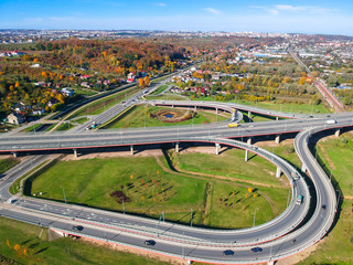 Aerial view of the highway viaduct in Gdansk, Poland