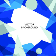 Abstract geometric frame with blue and gray triangles in cartoon style - background, banner and cards.