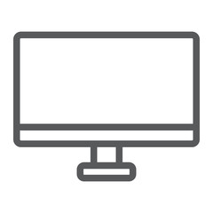 Monitor line icon, desktop and device, computer display sign, vector graphics, a linear pattern on a white background.
