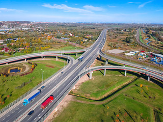 Aerial view of the highway viaduct in Gdansk, Poland