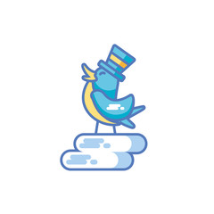 bird with hat in white background