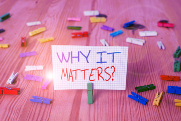 Text sign showing Why It Matters question. Business photo text ask demonstrating about something he...