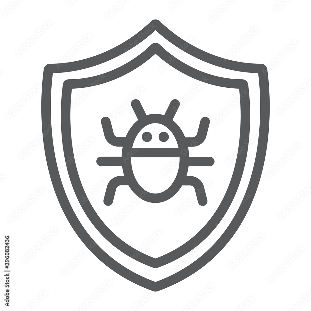 Poster antivirus line icon, technology and protection, software firewall sign, vector graphics, a linear pa