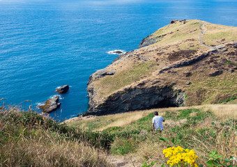 Man in the Tintagel Castle,Ruins,SW Coastal Path,Tintagel Parish Church,Views from the Camelot...