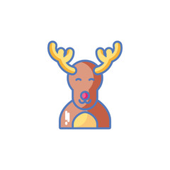 head of reindeer on white background