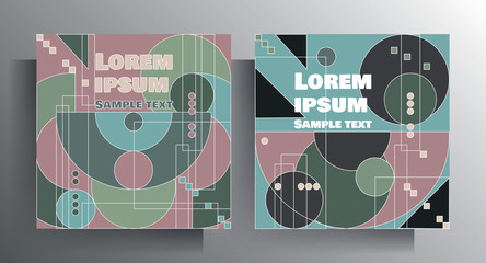 Set of design templates for cover, poster, brochure. Colored background with geometric shapes and place for text. Vector 10 EPS.