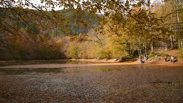Beautiful Lake in Fall Time at The Yedigoller National Park at Turkey 