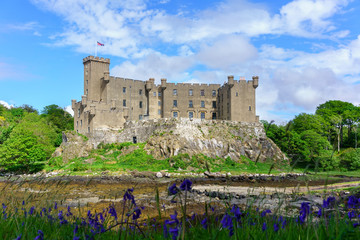 Dunvegan castle & Gardens sits on the shores of the large Loch Dunvegan , Isle of Skye, Scotland