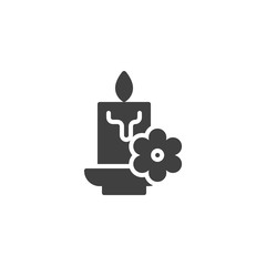 Aroma candle with flower vector icon. filled flat sign for mobile concept and web design. Aromatherapy spa glyph icon. Symbol, logo illustration. Vector graphics