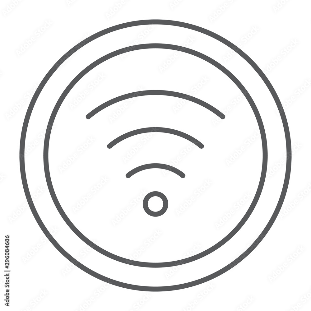Poster wifi thin line icon, internet and network, wireless internet sign, vector graphics, a linear pattern
