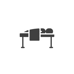 Massage spa therapy vector icon. filled flat sign for mobile concept and web design. Man lying on massage bed glyph icon. Symbol, logo illustration. Vector graphics