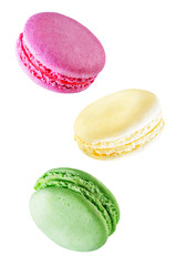 Macarons on a white isolated background