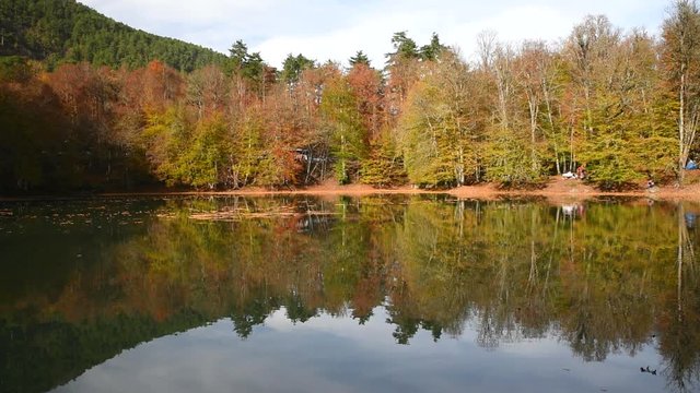 Beautiful Lake in Fall Time at The Yedigoller National Park at Turkey 