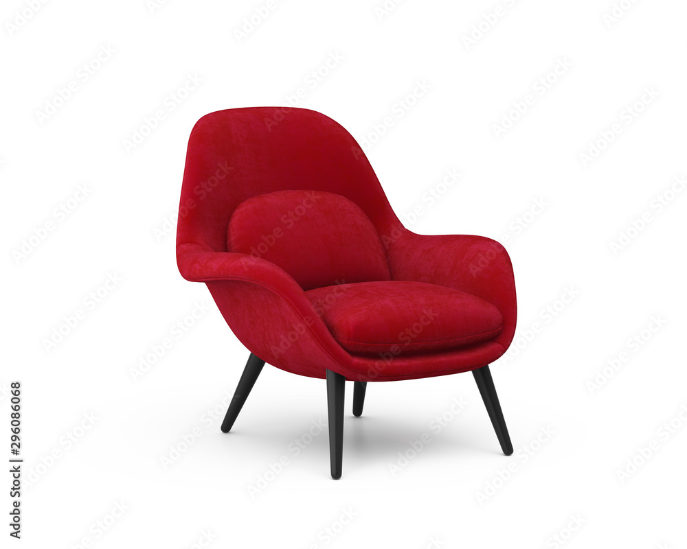 Wall mural 3d rendering of an isolated red modern lounge armchair