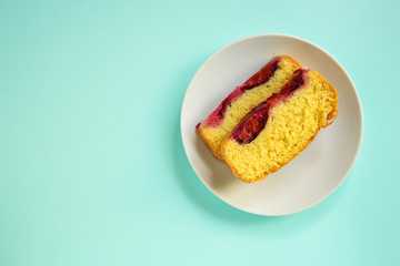 plum pie (delicious dessert, pastries with fruit) menu concept. food background. copy space. Top viev