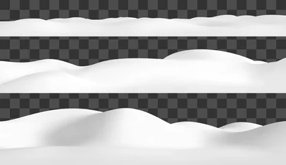 Foto op Plexiglas Realistic snow hills landscape. Vector snowdrift illustration. Winter background. © Vitaly