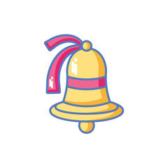 golden christmas bells decorated with red bow