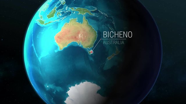 Australia - Bicheno - Zooming from space to earth