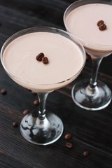 Delicious coffee dessert in a beautiful glass