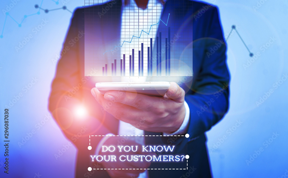 Poster text sign showing do you know your customers question. business photo text asking to identify a cust